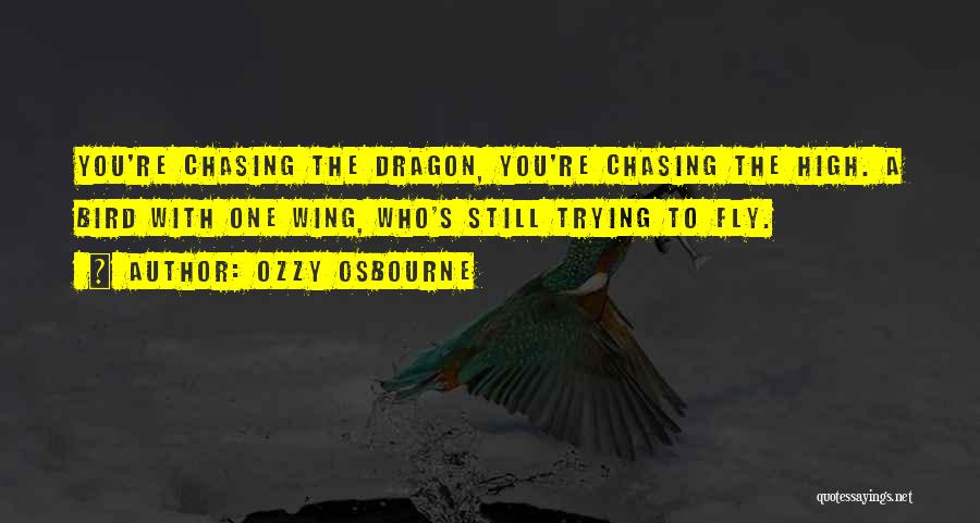 Ozzy Osbourne Quotes: You're Chasing The Dragon, You're Chasing The High. A Bird With One Wing, Who's Still Trying To Fly.
