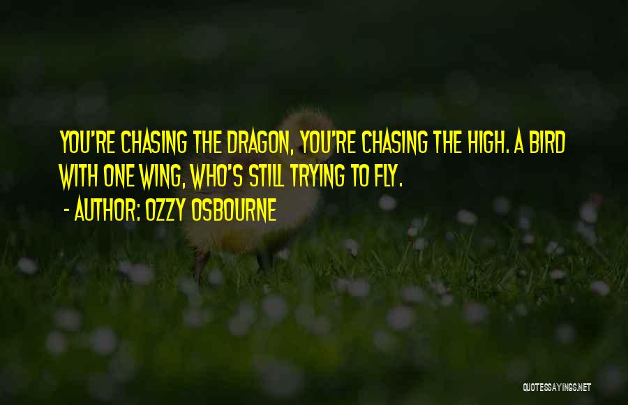 Ozzy Osbourne Quotes: You're Chasing The Dragon, You're Chasing The High. A Bird With One Wing, Who's Still Trying To Fly.