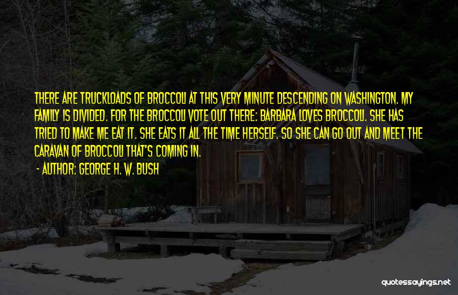 George H. W. Bush Quotes: There Are Truckloads Of Broccoli At This Very Minute Descending On Washington. My Family Is Divided. For The Broccoli Vote