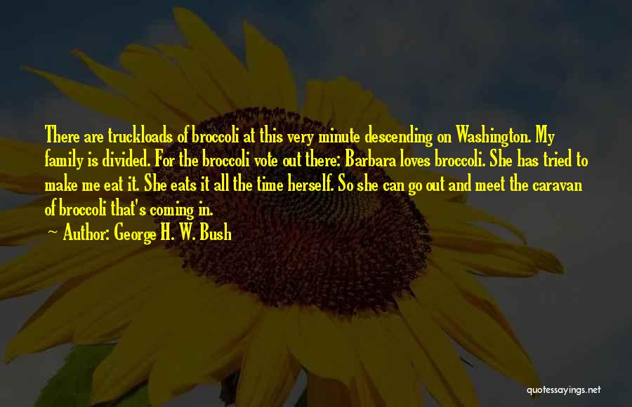 George H. W. Bush Quotes: There Are Truckloads Of Broccoli At This Very Minute Descending On Washington. My Family Is Divided. For The Broccoli Vote