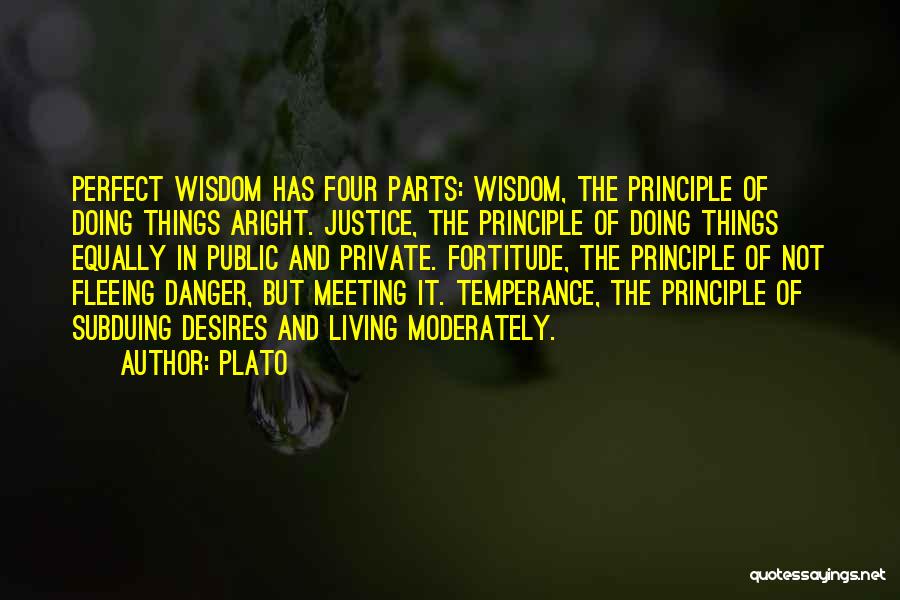 Plato Quotes: Perfect Wisdom Has Four Parts: Wisdom, The Principle Of Doing Things Aright. Justice, The Principle Of Doing Things Equally In