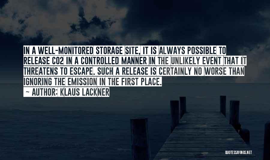 Klaus Lackner Quotes: In A Well-monitored Storage Site, It Is Always Possible To Release Co2 In A Controlled Manner In The Unlikely Event