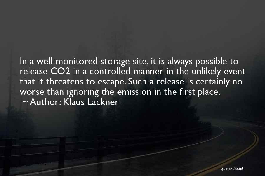 Klaus Lackner Quotes: In A Well-monitored Storage Site, It Is Always Possible To Release Co2 In A Controlled Manner In The Unlikely Event