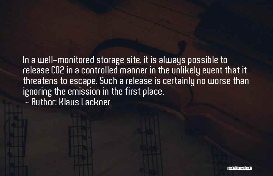 Klaus Lackner Quotes: In A Well-monitored Storage Site, It Is Always Possible To Release Co2 In A Controlled Manner In The Unlikely Event