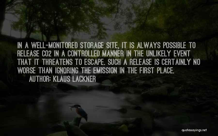 Klaus Lackner Quotes: In A Well-monitored Storage Site, It Is Always Possible To Release Co2 In A Controlled Manner In The Unlikely Event