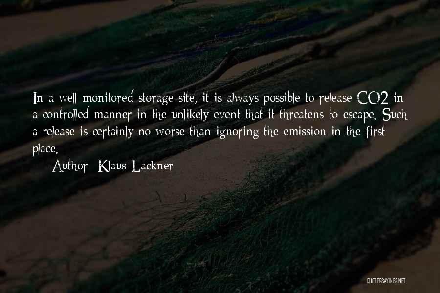 Klaus Lackner Quotes: In A Well-monitored Storage Site, It Is Always Possible To Release Co2 In A Controlled Manner In The Unlikely Event