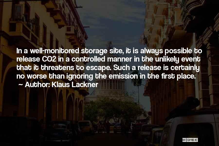 Klaus Lackner Quotes: In A Well-monitored Storage Site, It Is Always Possible To Release Co2 In A Controlled Manner In The Unlikely Event