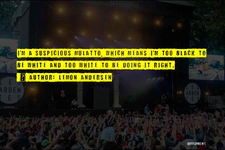 Lemon Andersen Quotes: I'm A Suspicious Mulatto, Which Means I'm Too Black To Be White And Too White To Be Doing It Right.
