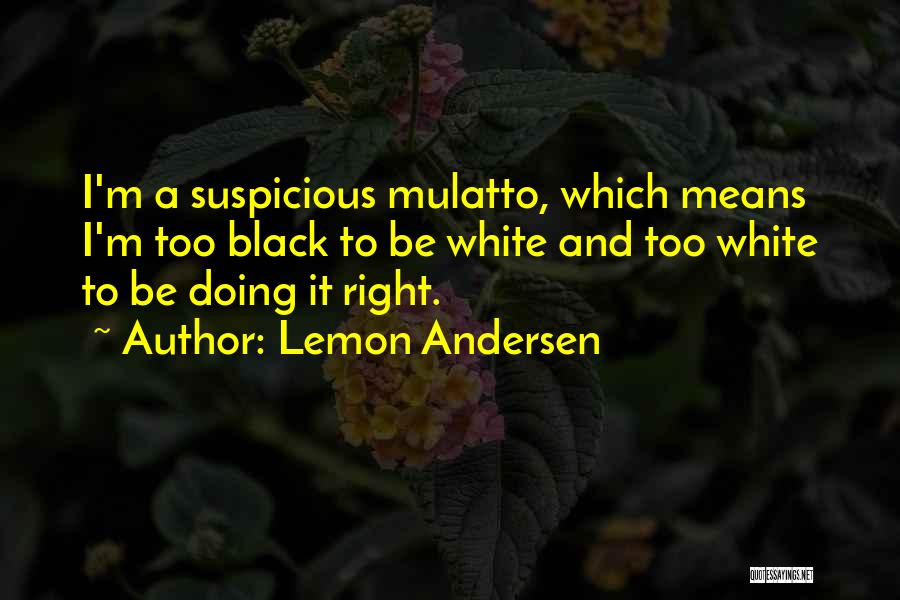 Lemon Andersen Quotes: I'm A Suspicious Mulatto, Which Means I'm Too Black To Be White And Too White To Be Doing It Right.