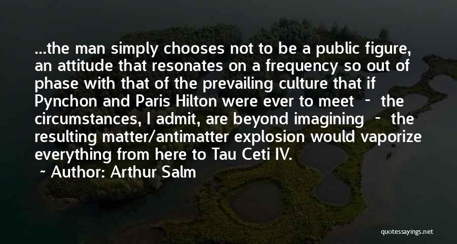 Arthur Salm Quotes: ...the Man Simply Chooses Not To Be A Public Figure, An Attitude That Resonates On A Frequency So Out Of