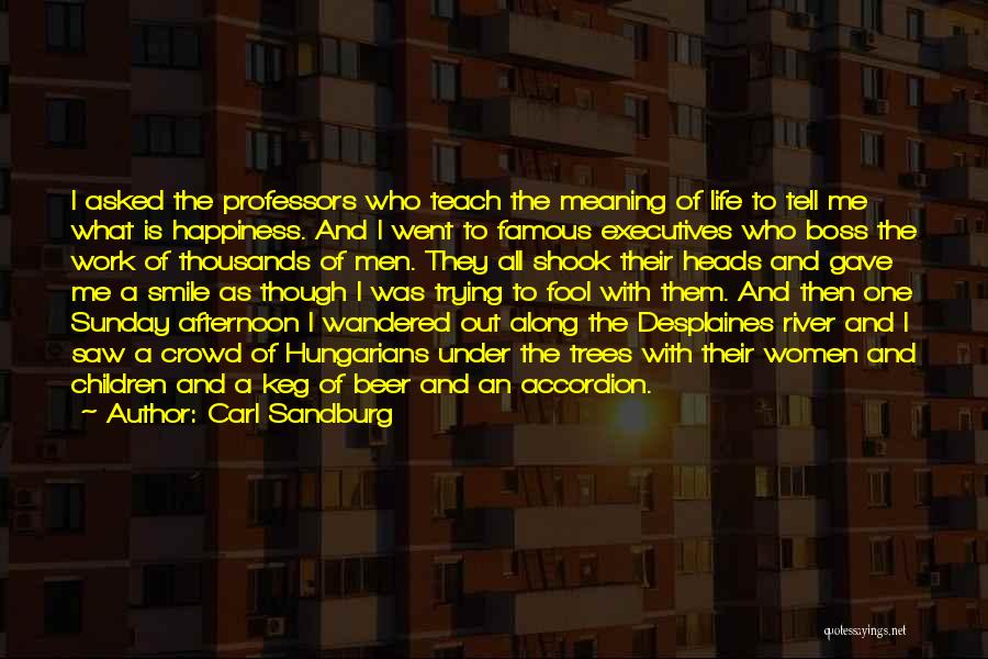 Carl Sandburg Quotes: I Asked The Professors Who Teach The Meaning Of Life To Tell Me What Is Happiness. And I Went To
