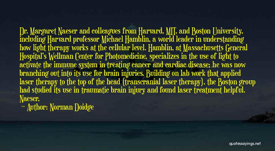 Norman Doidge Quotes: Dr. Margaret Naeser And Colleagues From Harvard, Mit, And Boston University, Including Harvard Professor Michael Hamblin, A World Leader In