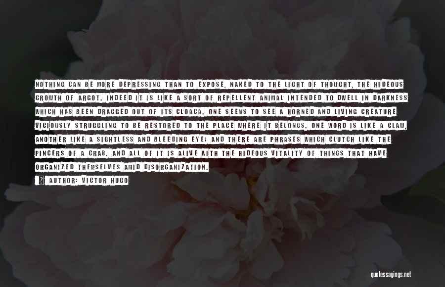 Victor Hugo Quotes: Nothing Can Be More Depressing Than To Expose, Naked To The Light Of Thought, The Hideous Growth Of Argot. Indeed