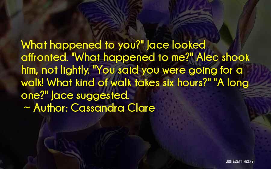 Cassandra Clare Quotes: What Happened To You? Jace Looked Affronted. What Happened To Me? Alec Shook Him, Not Lightly. You Said You Were