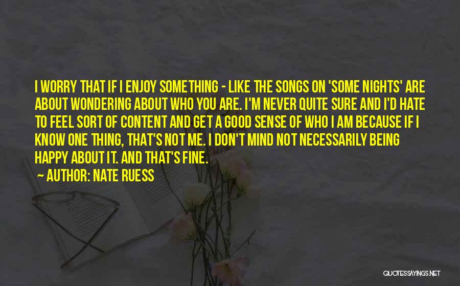 Nate Ruess Quotes: I Worry That If I Enjoy Something - Like The Songs On 'some Nights' Are About Wondering About Who You