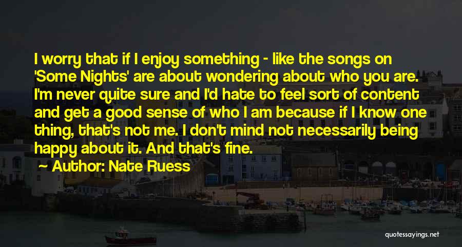 Nate Ruess Quotes: I Worry That If I Enjoy Something - Like The Songs On 'some Nights' Are About Wondering About Who You