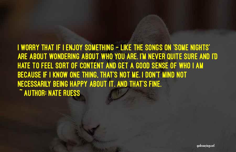 Nate Ruess Quotes: I Worry That If I Enjoy Something - Like The Songs On 'some Nights' Are About Wondering About Who You