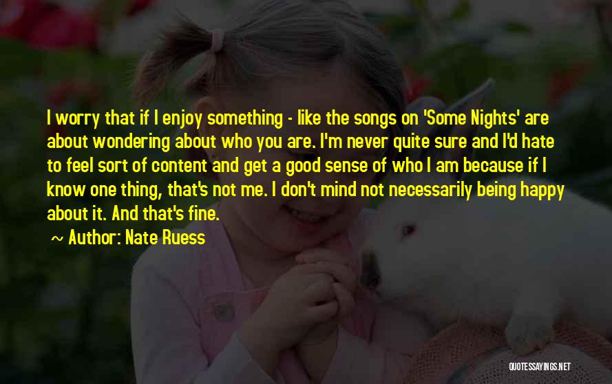 Nate Ruess Quotes: I Worry That If I Enjoy Something - Like The Songs On 'some Nights' Are About Wondering About Who You