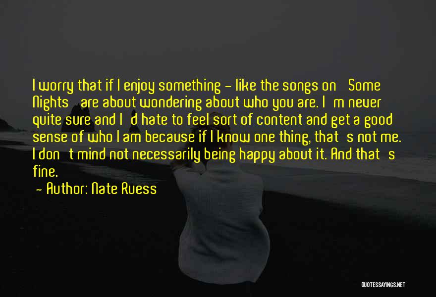 Nate Ruess Quotes: I Worry That If I Enjoy Something - Like The Songs On 'some Nights' Are About Wondering About Who You