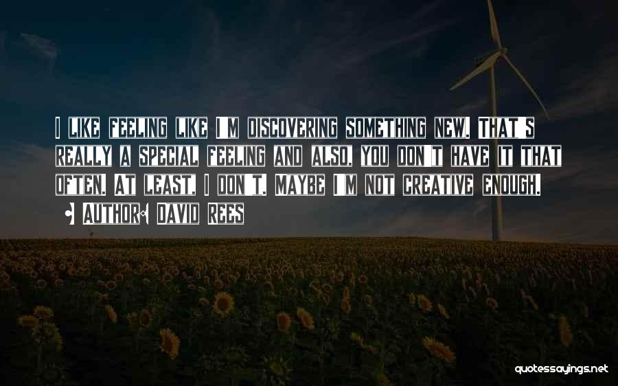 David Rees Quotes: I Like Feeling Like I'm Discovering Something New. That's Really A Special Feeling And Also, You Don't Have It That