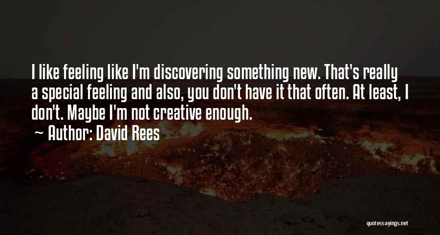 David Rees Quotes: I Like Feeling Like I'm Discovering Something New. That's Really A Special Feeling And Also, You Don't Have It That