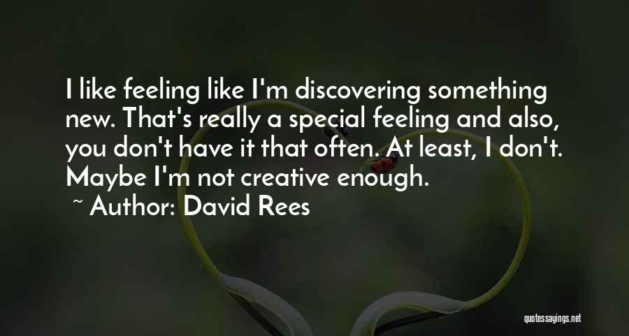 David Rees Quotes: I Like Feeling Like I'm Discovering Something New. That's Really A Special Feeling And Also, You Don't Have It That