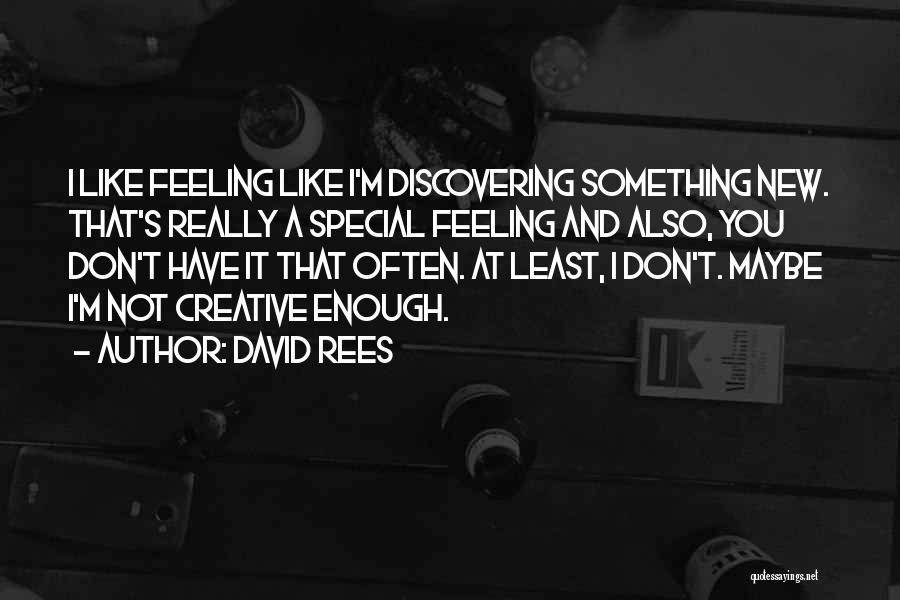 David Rees Quotes: I Like Feeling Like I'm Discovering Something New. That's Really A Special Feeling And Also, You Don't Have It That