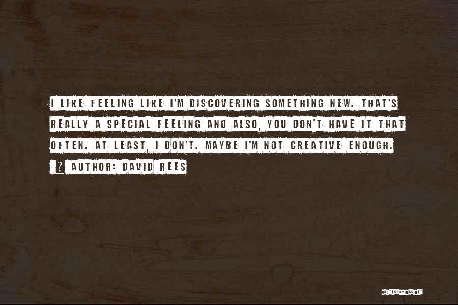 David Rees Quotes: I Like Feeling Like I'm Discovering Something New. That's Really A Special Feeling And Also, You Don't Have It That