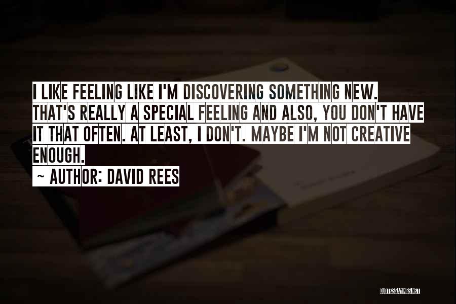 David Rees Quotes: I Like Feeling Like I'm Discovering Something New. That's Really A Special Feeling And Also, You Don't Have It That