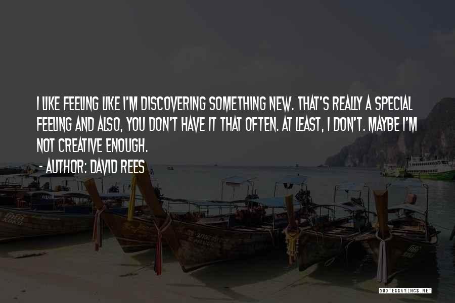 David Rees Quotes: I Like Feeling Like I'm Discovering Something New. That's Really A Special Feeling And Also, You Don't Have It That