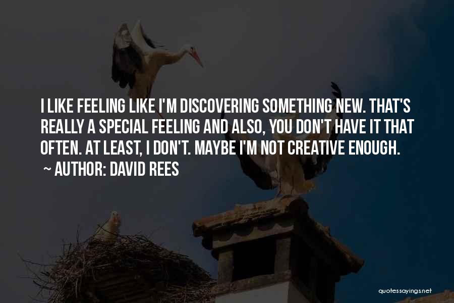 David Rees Quotes: I Like Feeling Like I'm Discovering Something New. That's Really A Special Feeling And Also, You Don't Have It That