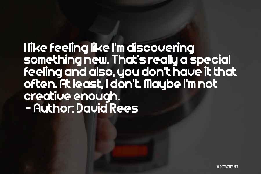 David Rees Quotes: I Like Feeling Like I'm Discovering Something New. That's Really A Special Feeling And Also, You Don't Have It That