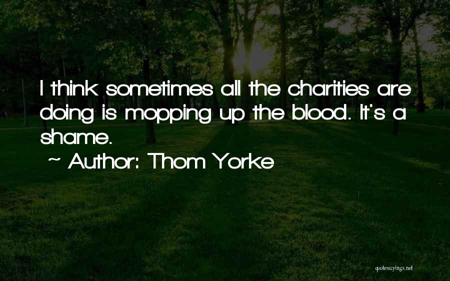 Thom Yorke Quotes: I Think Sometimes All The Charities Are Doing Is Mopping Up The Blood. It's A Shame.