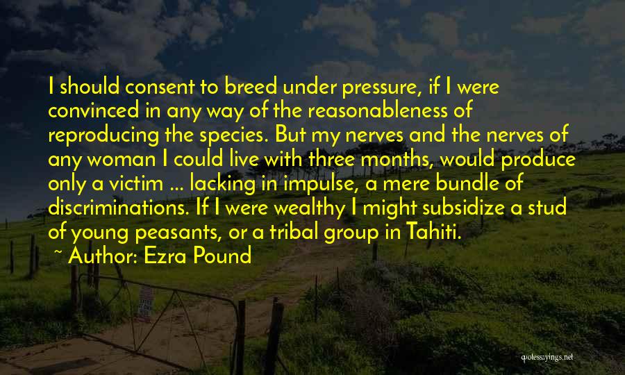 Ezra Pound Quotes: I Should Consent To Breed Under Pressure, If I Were Convinced In Any Way Of The Reasonableness Of Reproducing The