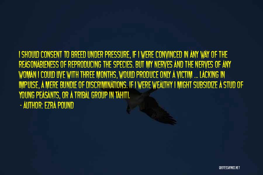 Ezra Pound Quotes: I Should Consent To Breed Under Pressure, If I Were Convinced In Any Way Of The Reasonableness Of Reproducing The