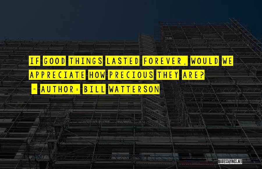 Bill Watterson Quotes: If Good Things Lasted Forever, Would We Appreciate How Precious They Are?