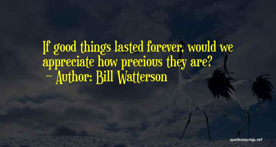 Bill Watterson Quotes: If Good Things Lasted Forever, Would We Appreciate How Precious They Are?
