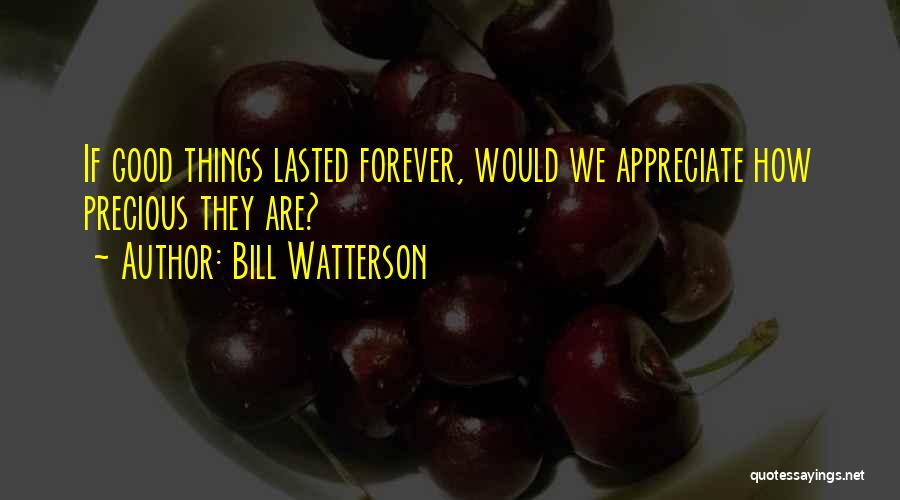 Bill Watterson Quotes: If Good Things Lasted Forever, Would We Appreciate How Precious They Are?
