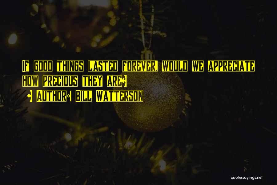 Bill Watterson Quotes: If Good Things Lasted Forever, Would We Appreciate How Precious They Are?