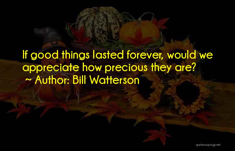 Bill Watterson Quotes: If Good Things Lasted Forever, Would We Appreciate How Precious They Are?