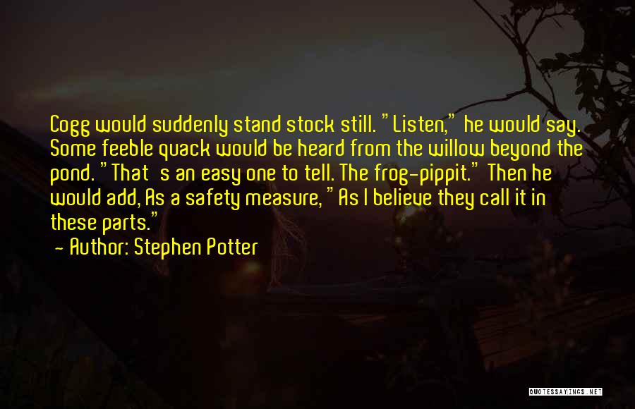 Stephen Potter Quotes: Cogg Would Suddenly Stand Stock Still. Listen, He Would Say. Some Feeble Quack Would Be Heard From The Willow Beyond
