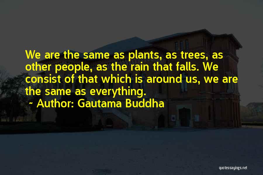 Gautama Buddha Quotes: We Are The Same As Plants, As Trees, As Other People, As The Rain That Falls. We Consist Of That