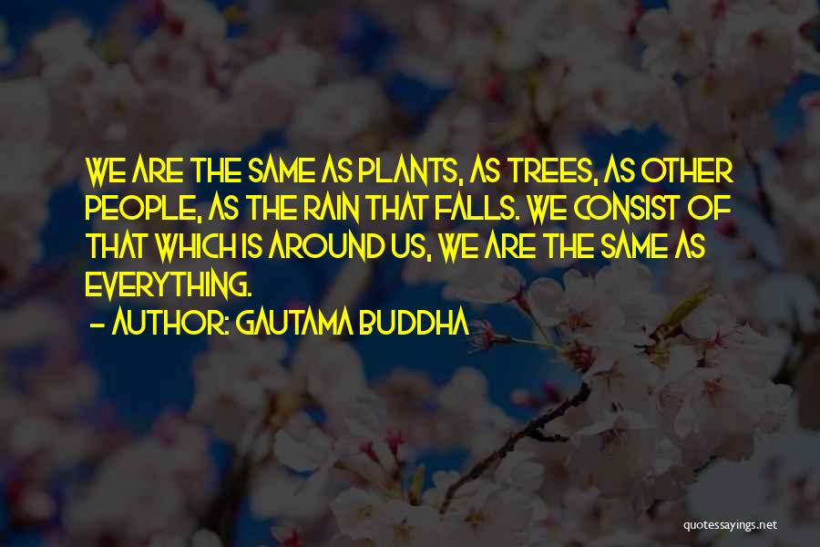 Gautama Buddha Quotes: We Are The Same As Plants, As Trees, As Other People, As The Rain That Falls. We Consist Of That