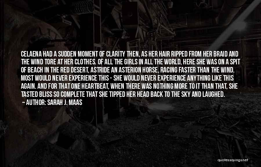 Sarah J. Maas Quotes: Celaena Had A Sudden Moment Of Clarity Then, As Her Hair Ripped From Her Braid And The Wind Tore At