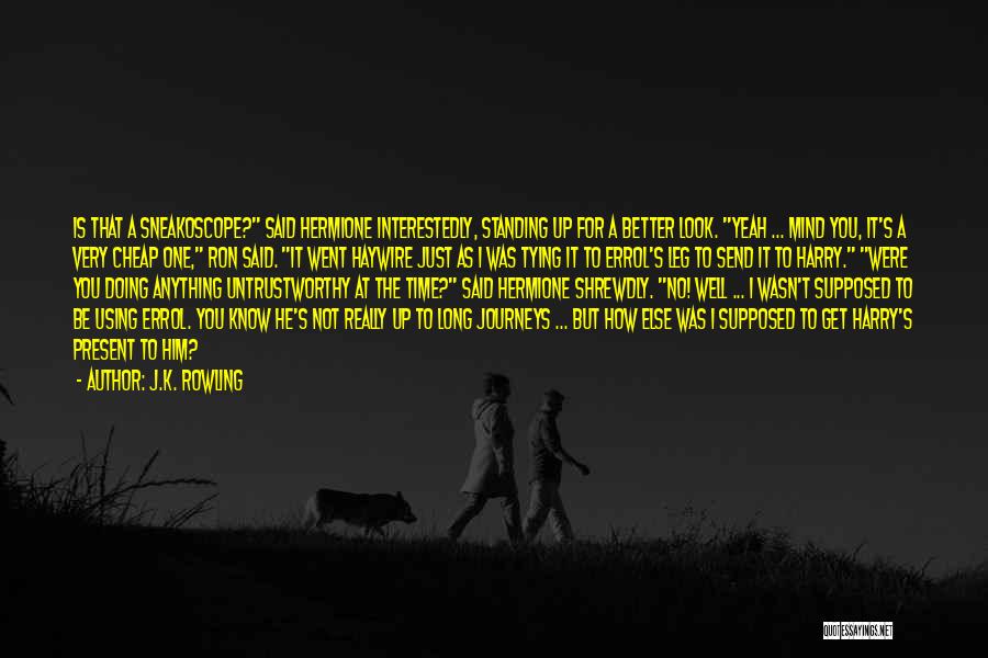 J.K. Rowling Quotes: Is That A Sneakoscope? Said Hermione Interestedly, Standing Up For A Better Look. Yeah ... Mind You, It's A Very