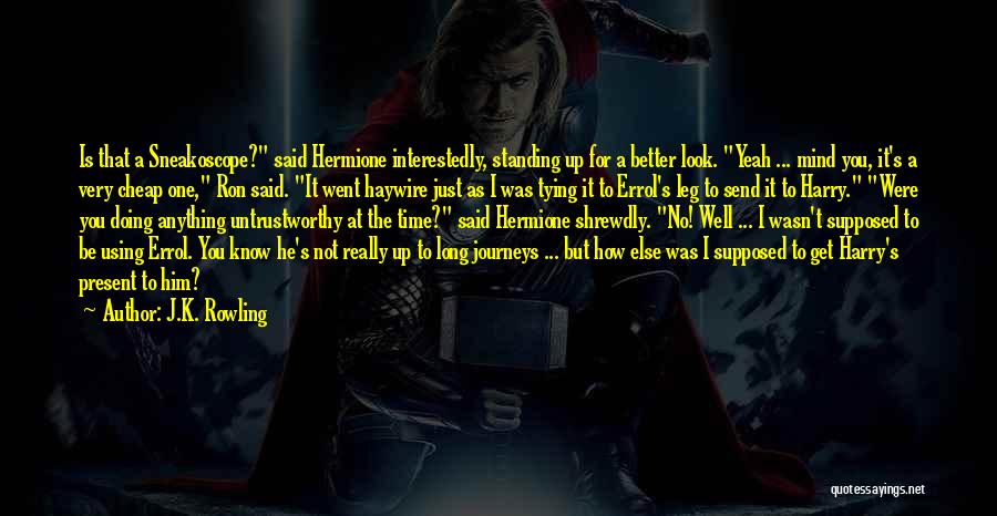 J.K. Rowling Quotes: Is That A Sneakoscope? Said Hermione Interestedly, Standing Up For A Better Look. Yeah ... Mind You, It's A Very