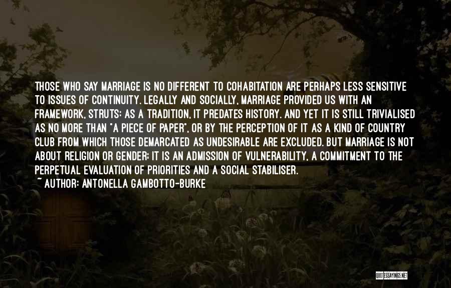 Antonella Gambotto-Burke Quotes: Those Who Say Marriage Is No Different To Cohabitation Are Perhaps Less Sensitive To Issues Of Continuity. Legally And Socially,