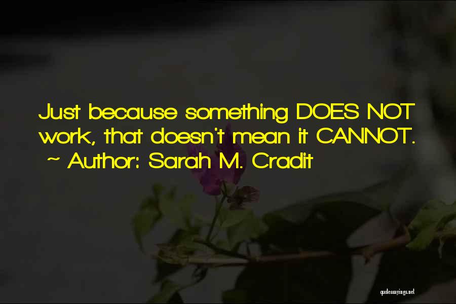 Sarah M. Cradit Quotes: Just Because Something Does Not Work, That Doesn't Mean It Cannot.