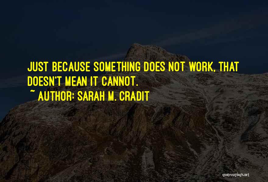 Sarah M. Cradit Quotes: Just Because Something Does Not Work, That Doesn't Mean It Cannot.