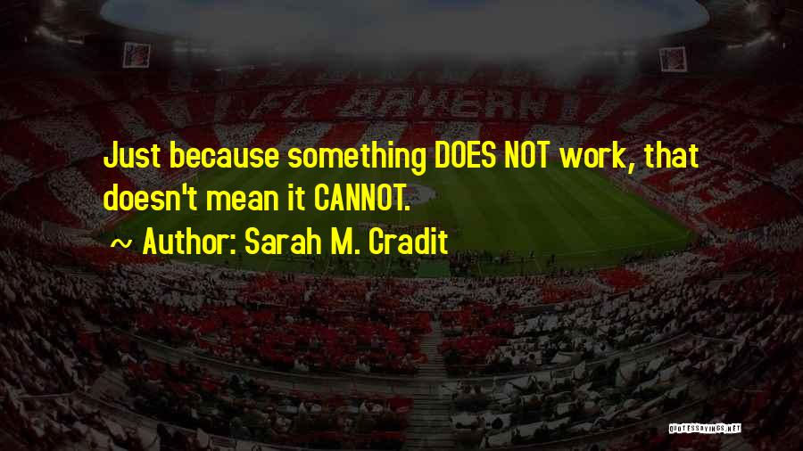 Sarah M. Cradit Quotes: Just Because Something Does Not Work, That Doesn't Mean It Cannot.